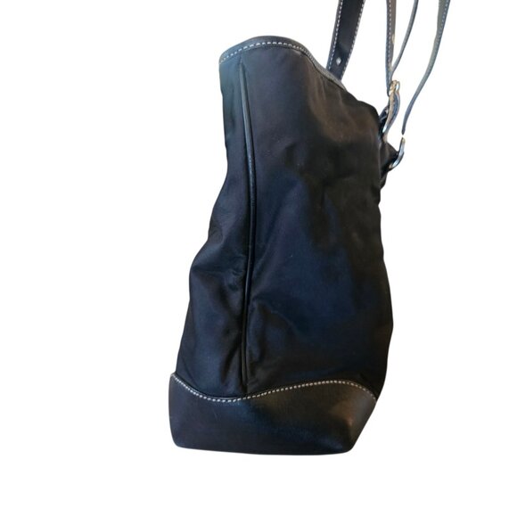 VTG Y2K COACH Black Nylon Leather Tote Purse Bag 5150 Classic Preppy Minimalist - Picture 4 of 13